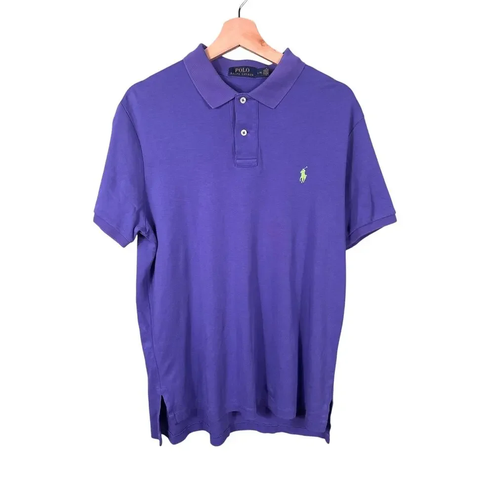 Polo Ralph Lauren Men's Size Large Purple Cotton Casual Short Sleeves Polo Shirt
